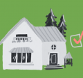 Graphic shows a house with a checkmark next to it