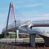 A cable-stayed bridge, one example of the possible designs for the French Prairie Bridge.