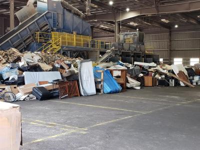 A disposal bay filled with bulky waste