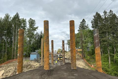 Boeckman Road with piles to be driven